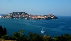 Blick auf Portoferraio von der römischen Villa, Elba 2016.