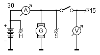 Anschlusschema: Ampèremeter und Voltmeter.