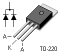 Die Anschlussbelegung der Schottky–Doppeldiode.