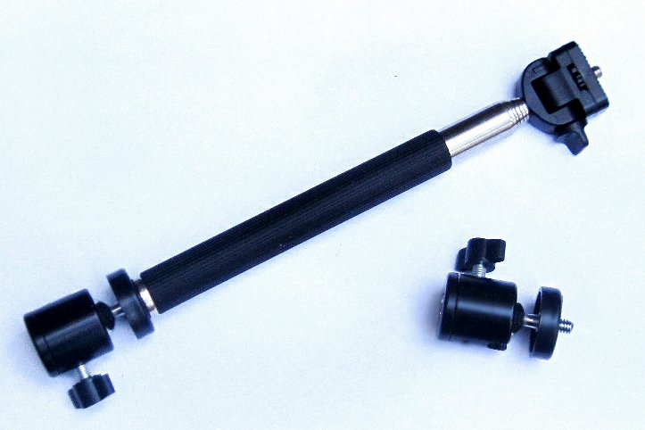 Extender und Kugelköpfe (Ball Mounts) mit 1/4 Zoll–Gewinden.